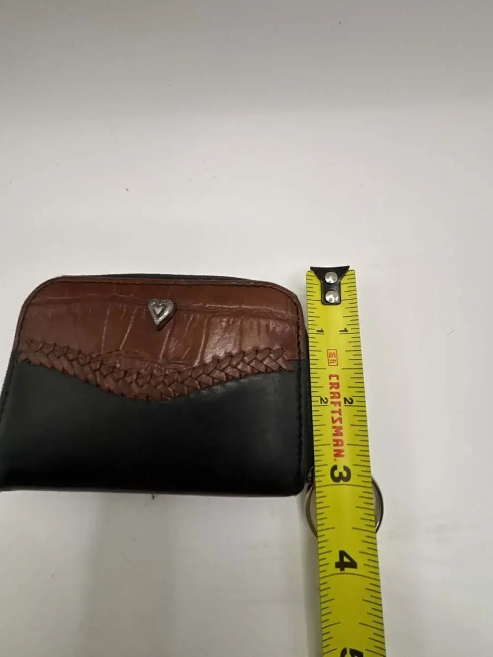 Brighton black and brown croc-embossed leather coin purse with heart charm